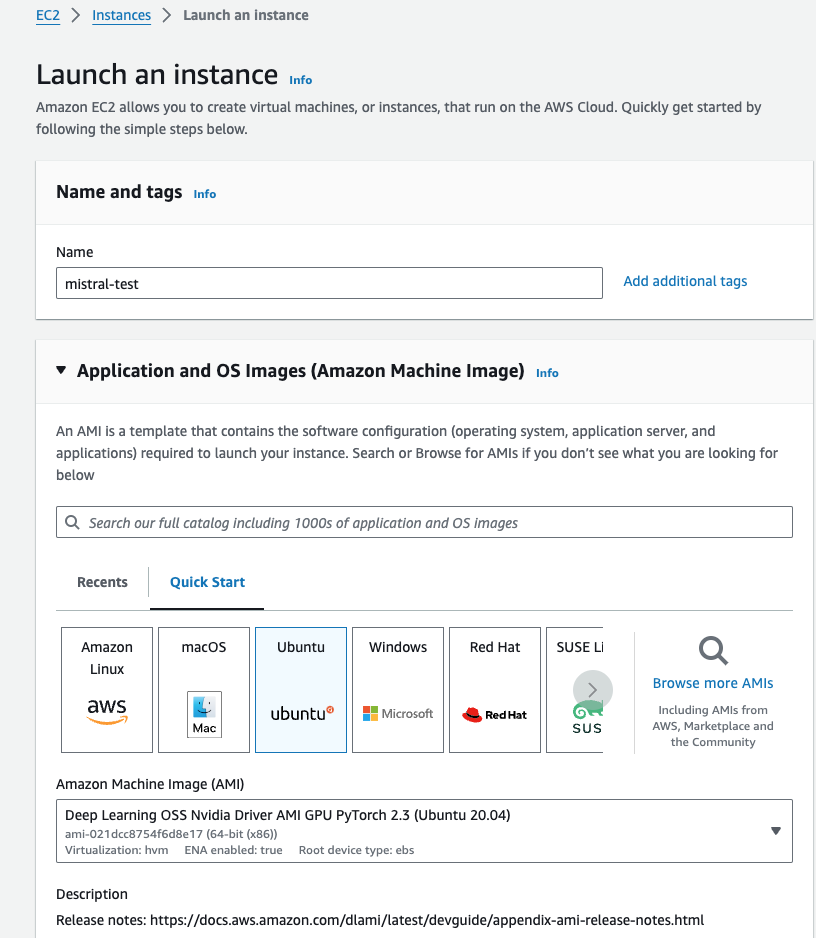 Selecting the AWS Machine