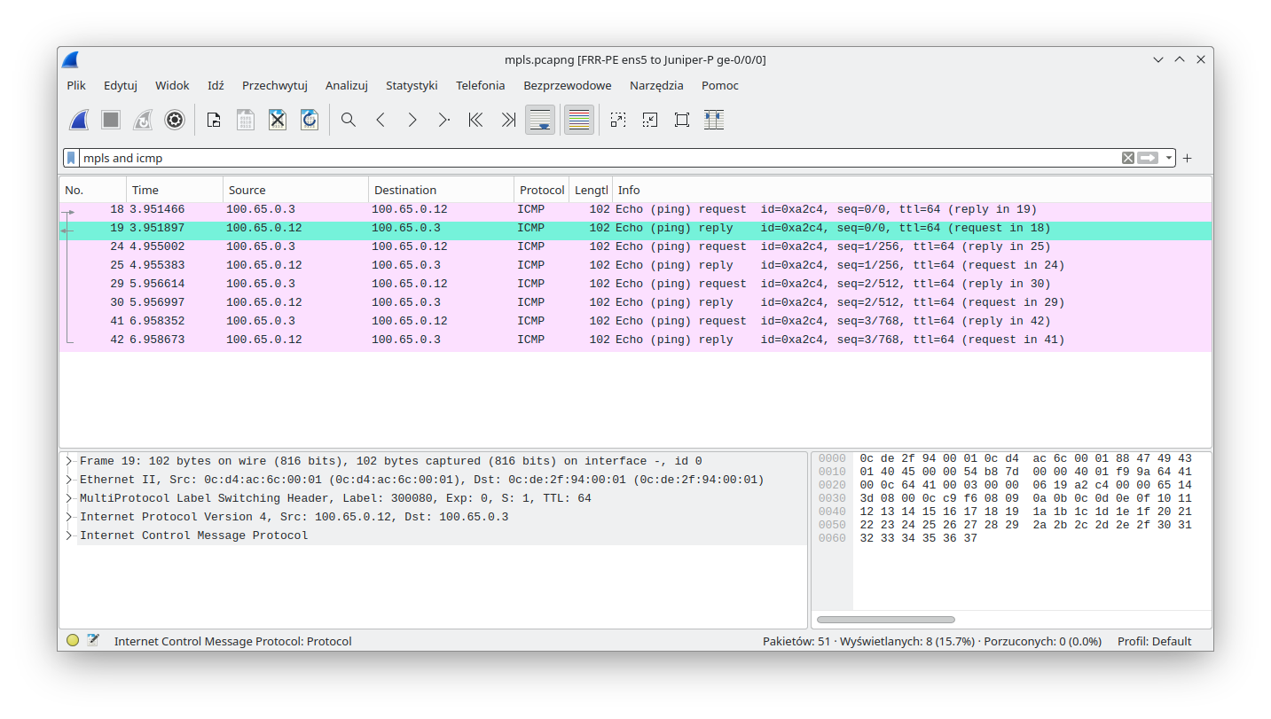Wireshark capture in POP/PUSH/SWAP scenario part 2/2